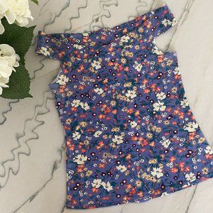 ModCloth | Purple Floral Off the Shoulder Tank Top | S